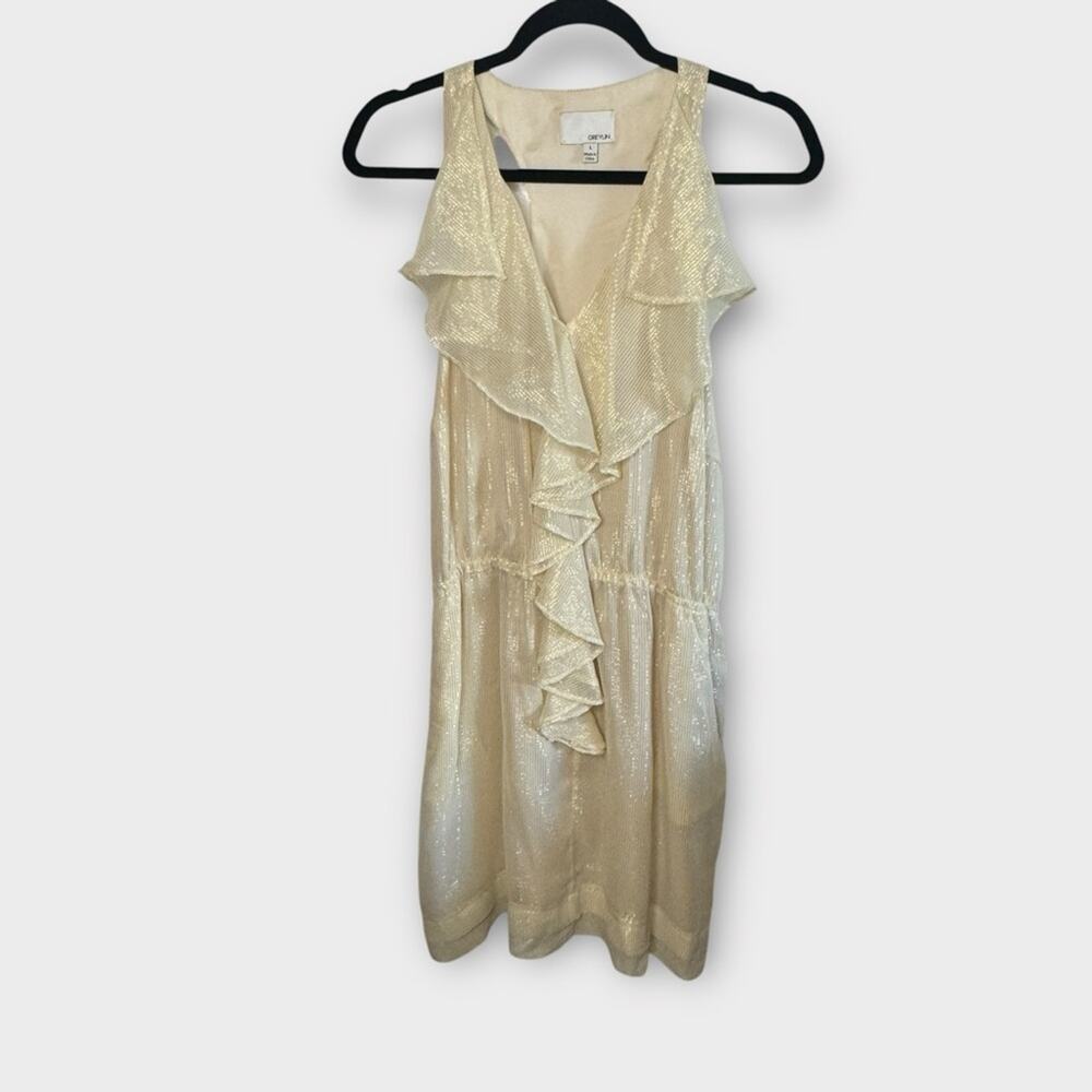Anthropologie Greylin gold metallic silk dress
